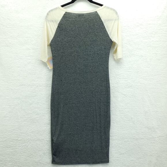 Lularoe Women's Julia Simply Comfortable Gray Cream Raglan Sleeve Dress XXS - Picture 2 of 10